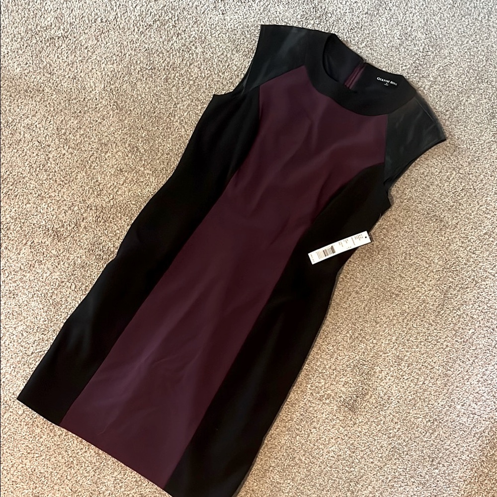 Gianni Bini shift dress w/faux leather cap sleeve